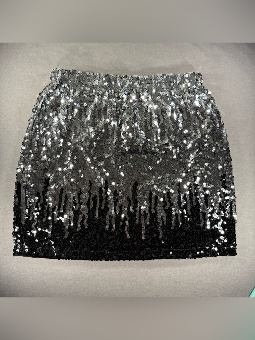 Silver Sequin Mini Skirt Sz L Sparkly Party Club Concert Festival